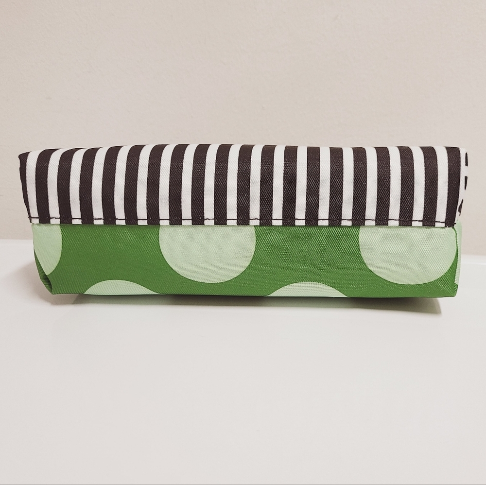 Kate Spade New York X Clinique Make-up Accessory Bag Black Stripe/Green Dot - Picture 8 of 12